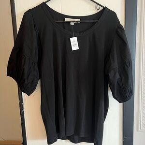 NWT Black mixed media LOFT blouse - XL